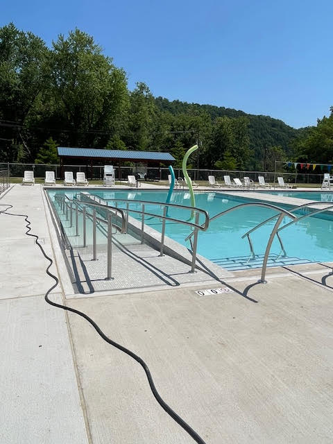 Wheelchair ramp into the pool